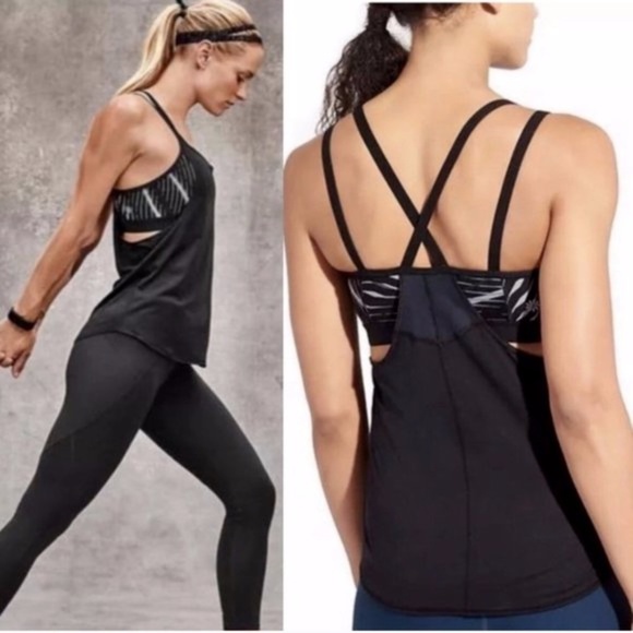 Athleta Waves Stealth Support Top Black Gray - Picture 1 of 4